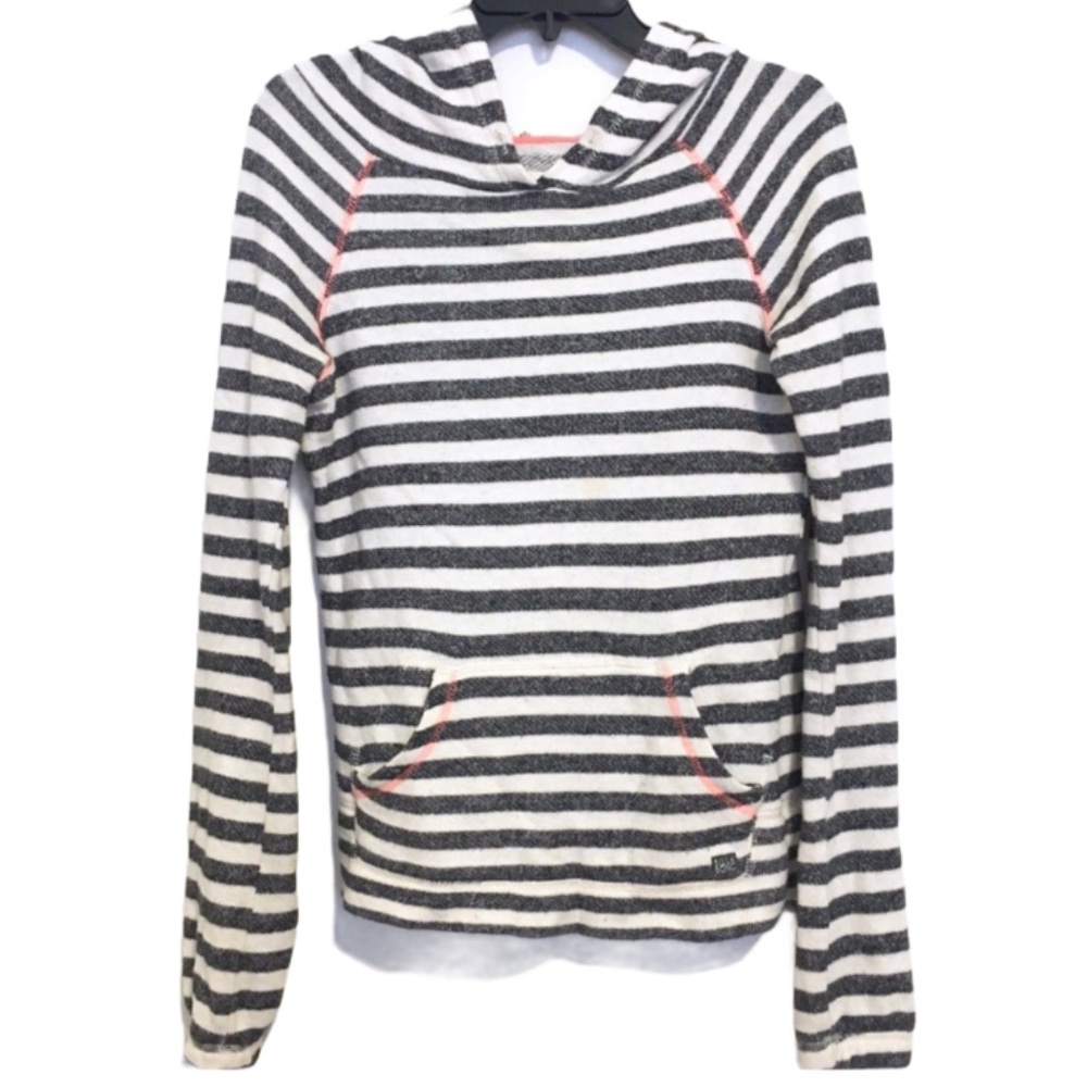 BILLABONG White & Gray Striped Hoodie Size Small